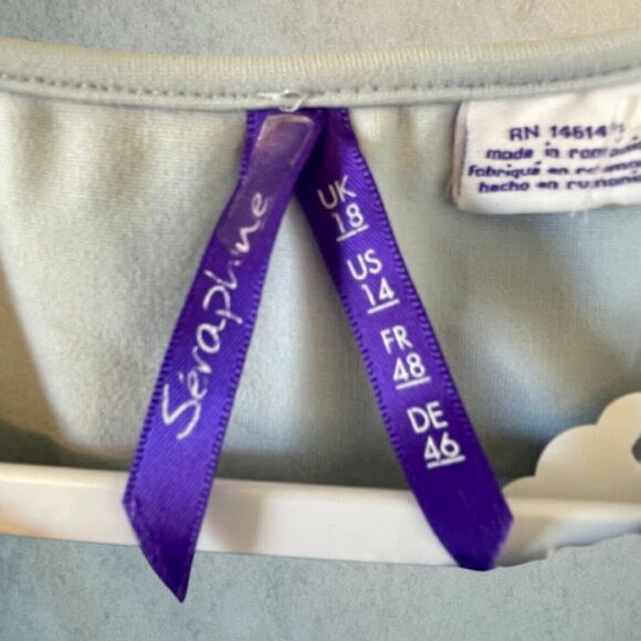 Seraphine Maternity Dress Women's Size 14 Blue Short Sleeve Knee Length Shift - Picture 11 of 16